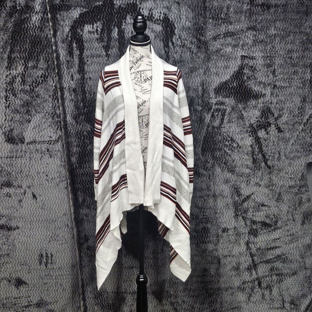 Torrid Duster Cardigan Womens 2X Open Front Ribbed Knit Striped Waterfall Preppy